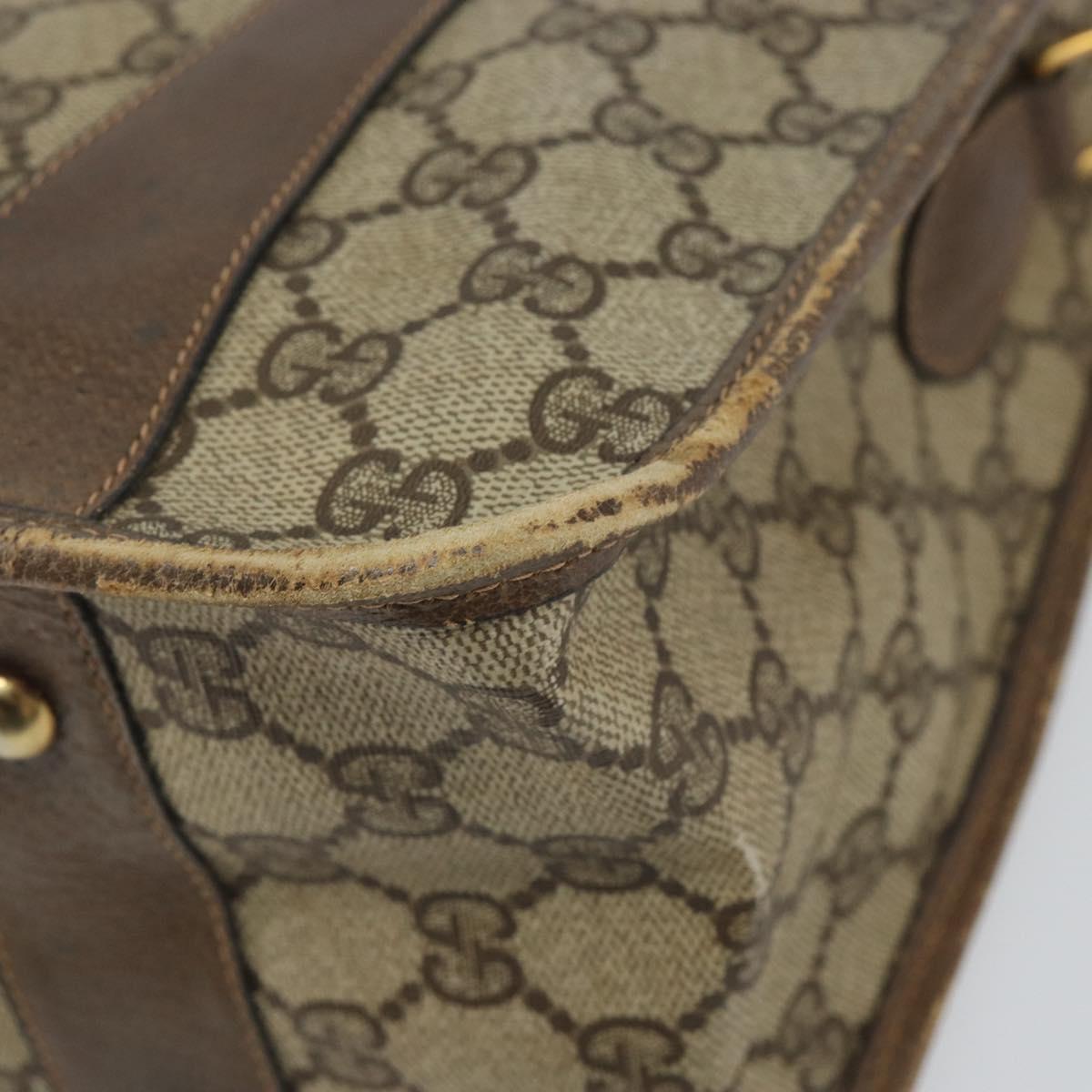 GUCCI GG Supreme Web Sherry Line Hand Bag PVC Beige 58 02 039 Auth th6355