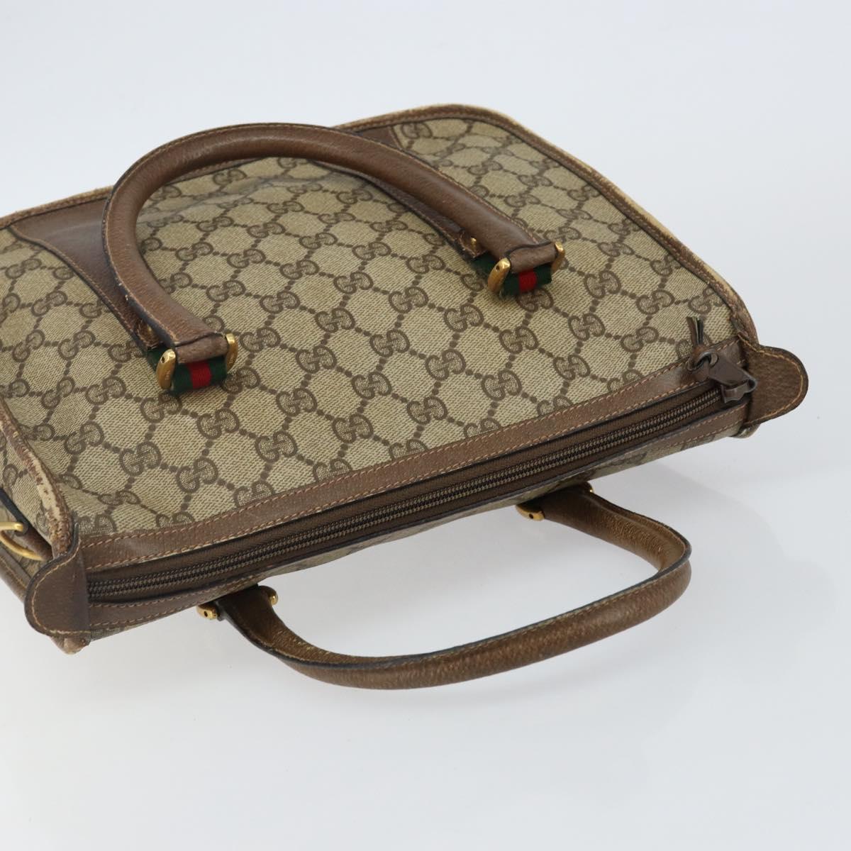 GUCCI GG Supreme Web Sherry Line Hand Bag PVC Beige 58 02 039 Auth th6355
