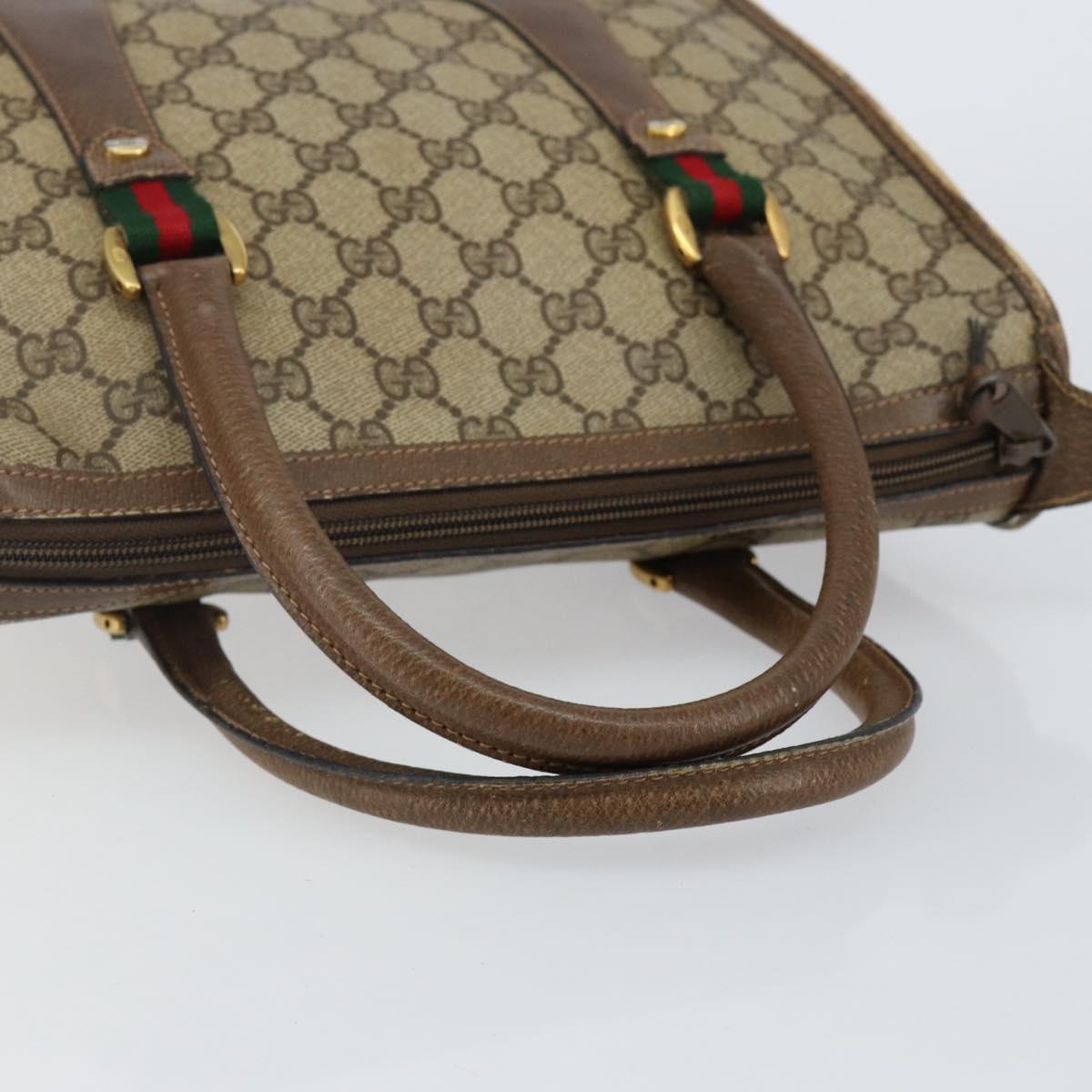 GUCCI GG Supreme Web Sherry Line Hand Bag PVC Beige 58 02 039 Auth th6355