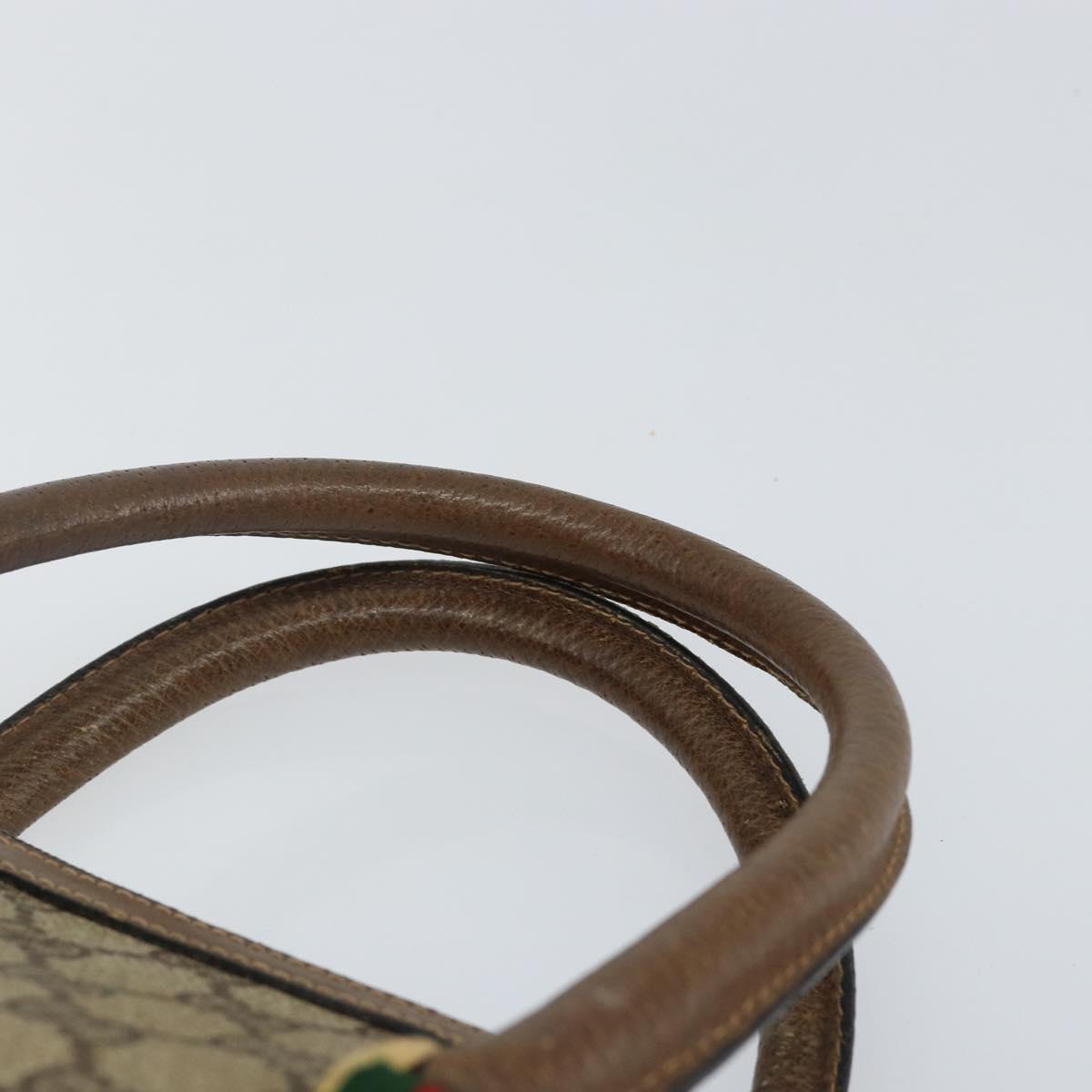 GUCCI GG Supreme Web Sherry Line Hand Bag PVC Beige 58 02 039 Auth th6355