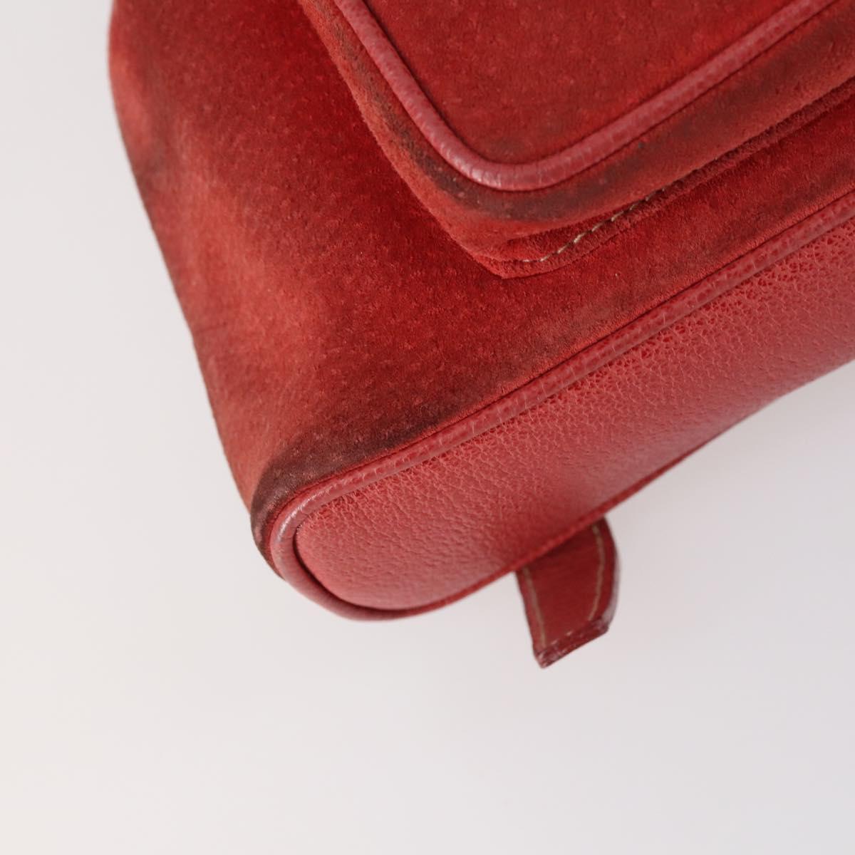 GUCCI Bamboo Backpack Suede Red Gold 003 2058 0030 Auth th6356