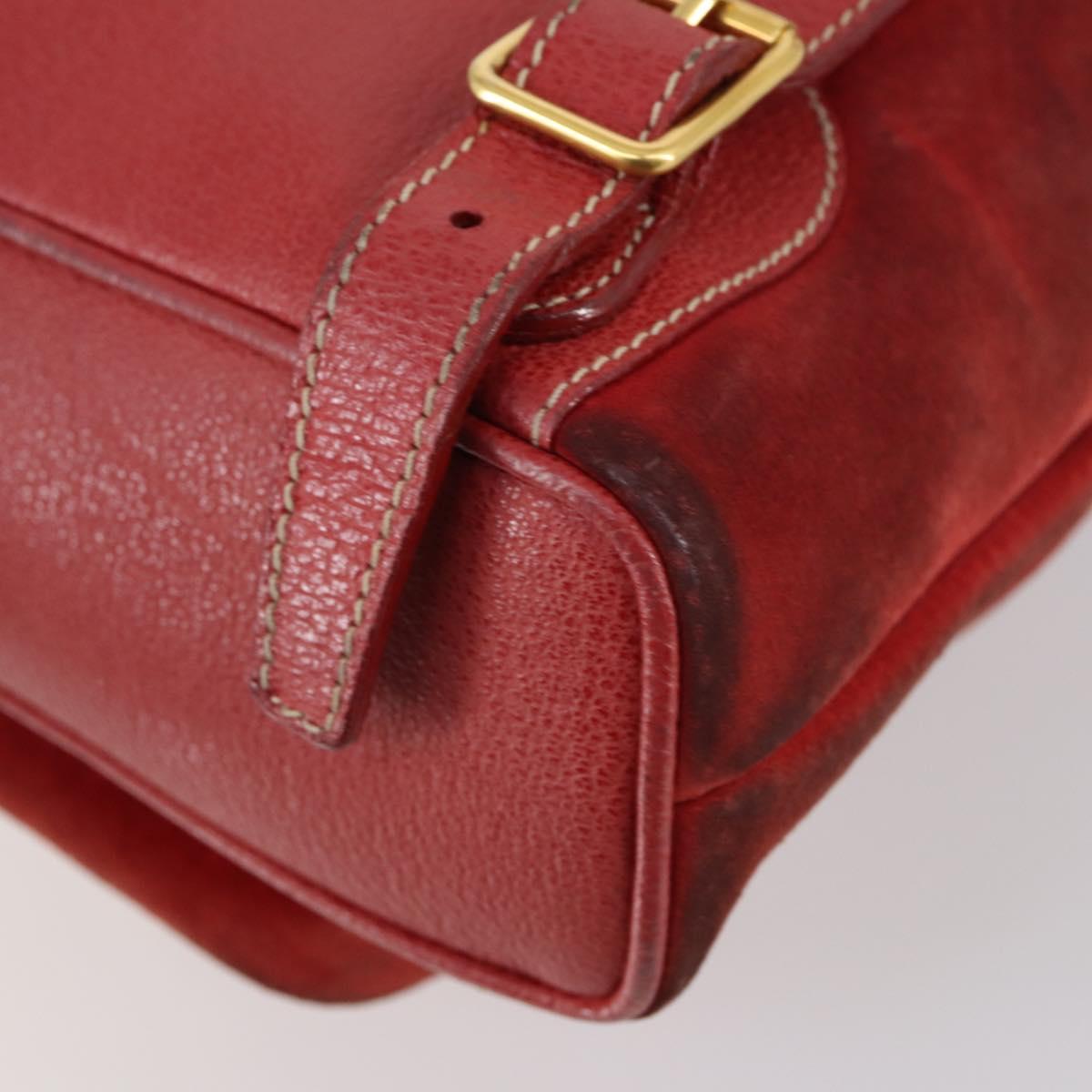 GUCCI Bamboo Backpack Suede Red Gold 003 2058 0030 Auth th6356