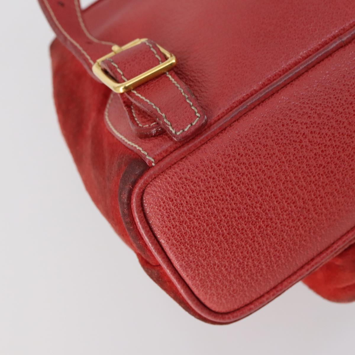 GUCCI Bamboo Backpack Suede Red Gold 003 2058 0030 Auth th6356