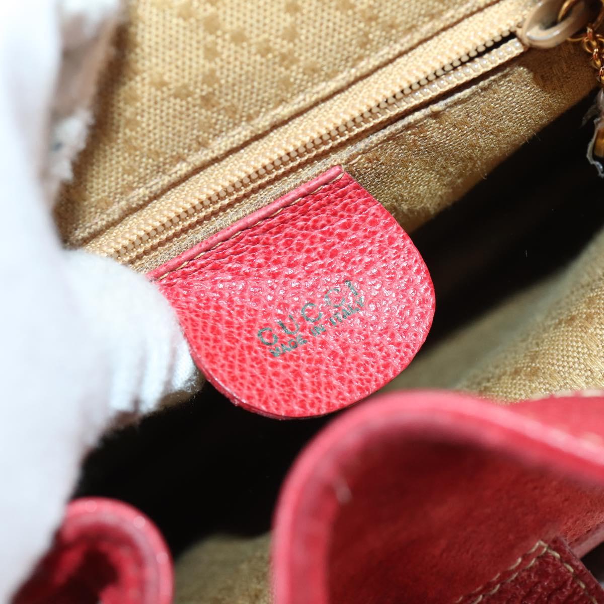 GUCCI Bamboo Backpack Suede Red Gold 003 2058 0030 Auth th6356