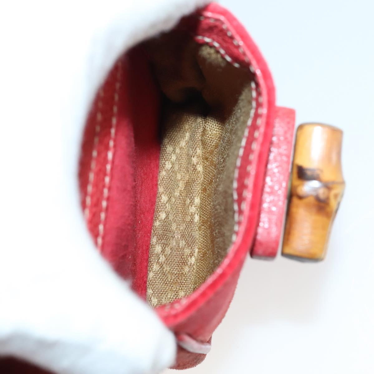 GUCCI Bamboo Backpack Suede Red Gold 003 2058 0030 Auth th6356