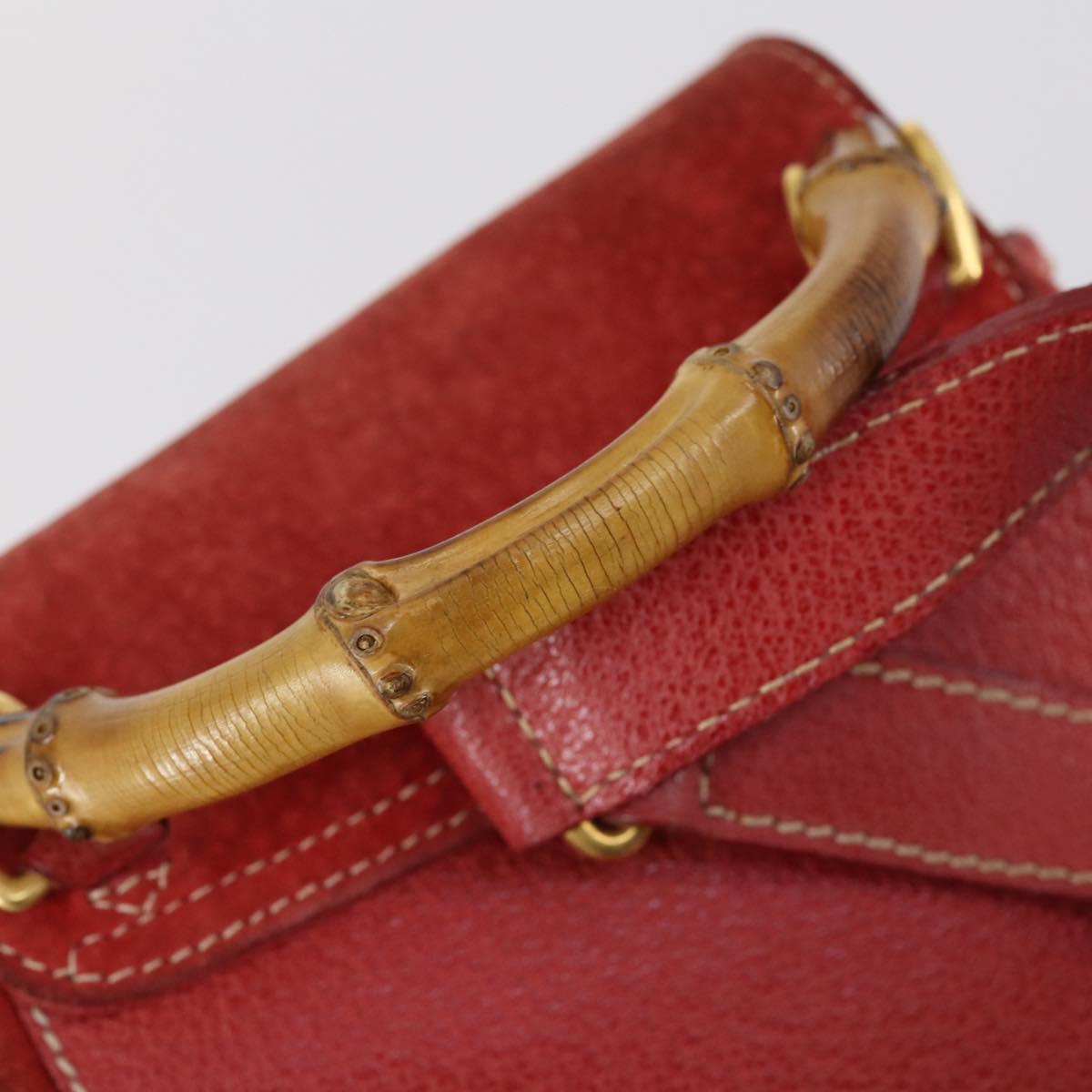 GUCCI Bamboo Backpack Suede Red Gold 003 2058 0030 Auth th6356