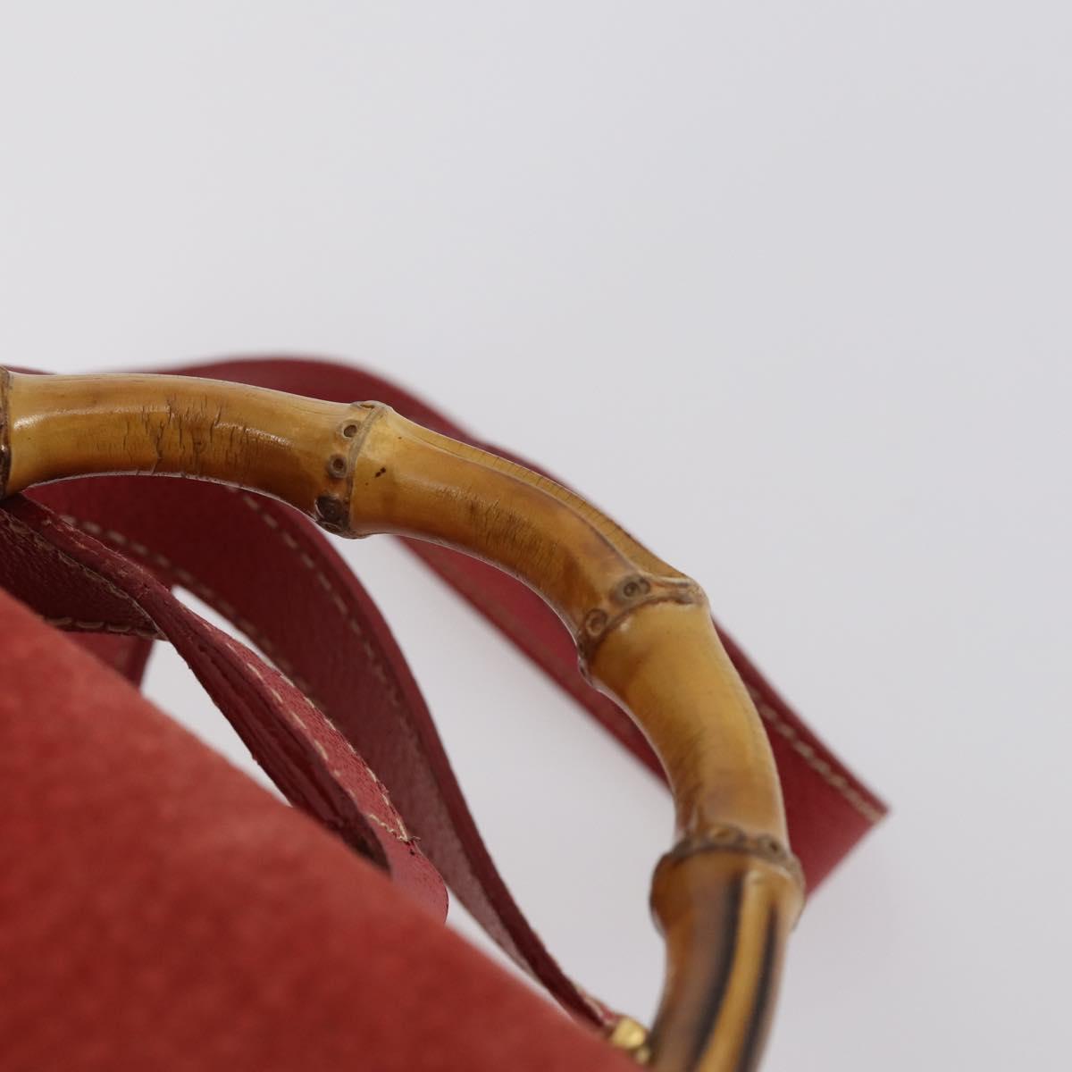 GUCCI Bamboo Backpack Suede Red Gold 003 2058 0030 Auth th6356