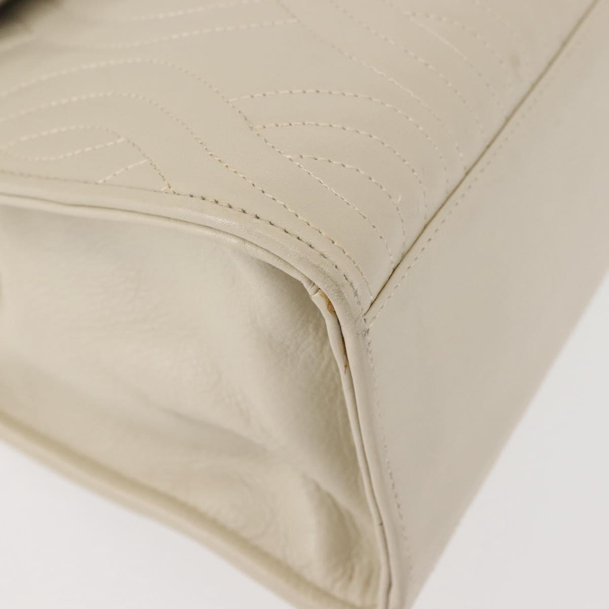 FENDI Hand Bag Leather Beige Gold Auth th6358