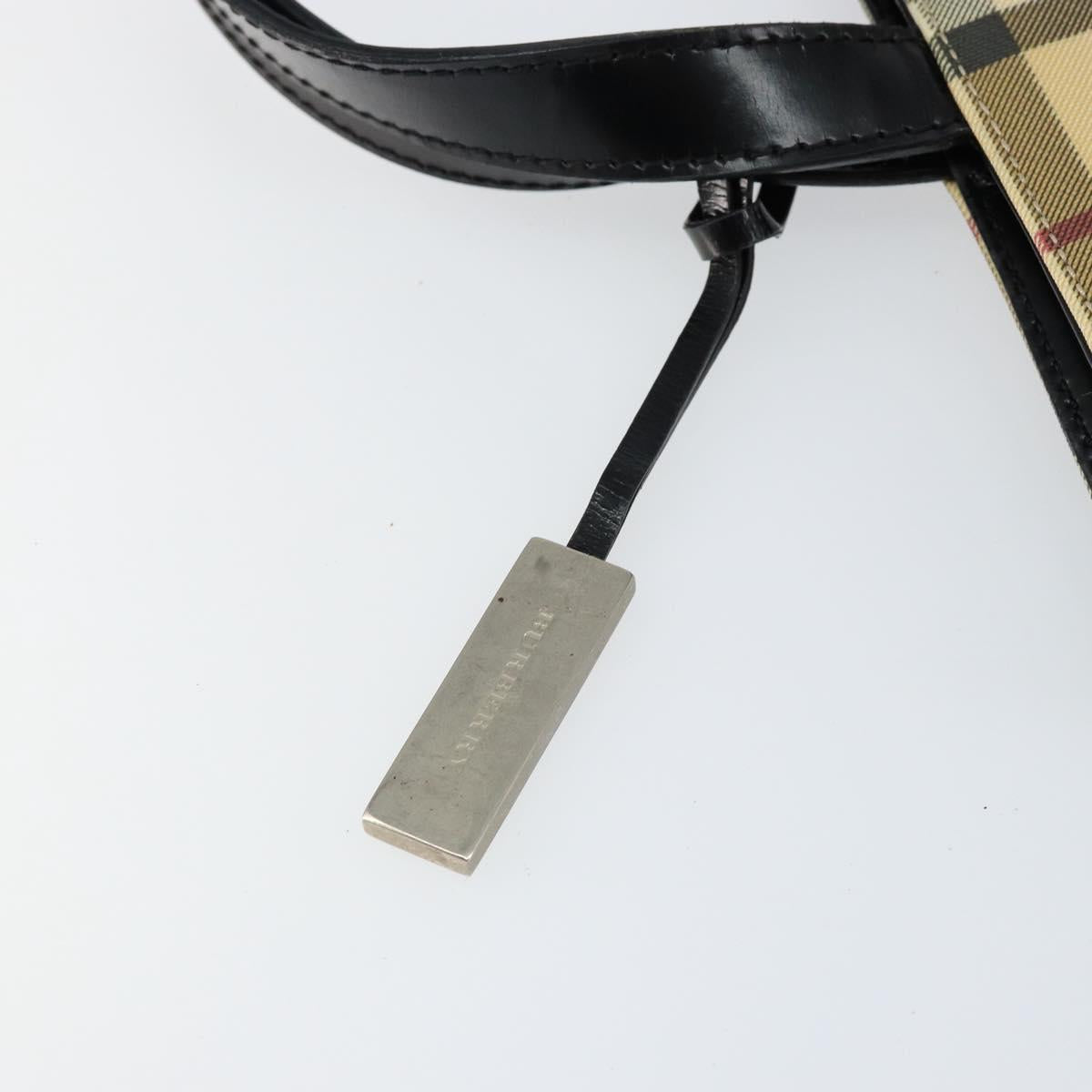 BURBERRY Nova Check Hand Bag PVC Beige Auth th6360