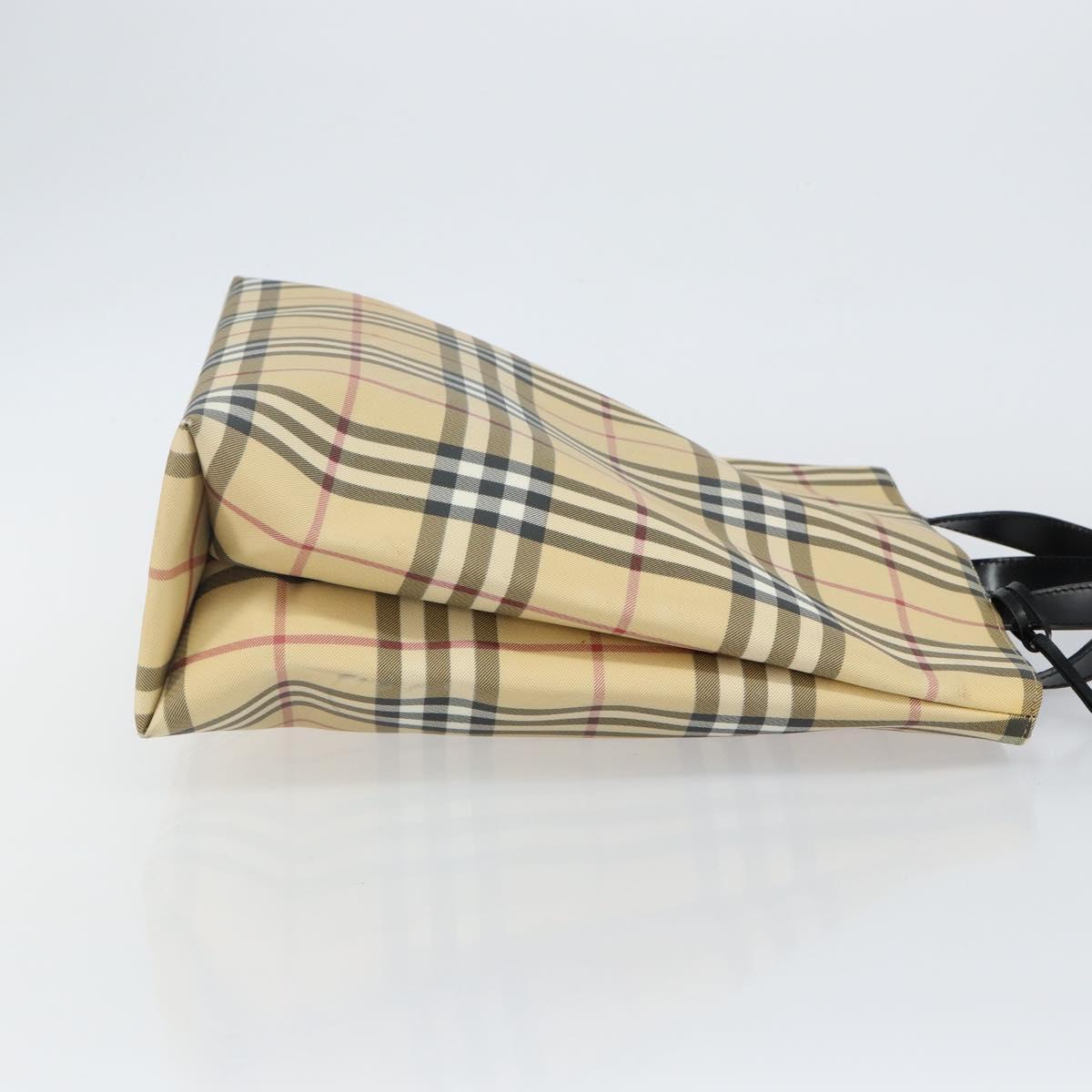 BURBERRY Nova Check Hand Bag PVC Beige Auth th6360