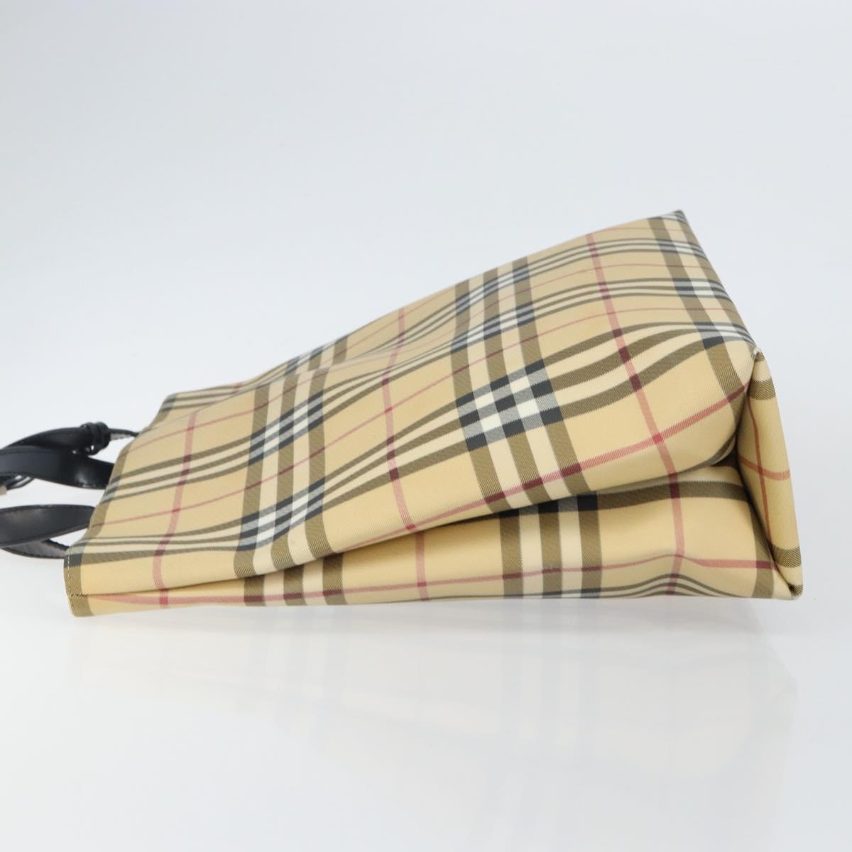 BURBERRY Nova Check Hand Bag PVC Beige Auth th6360