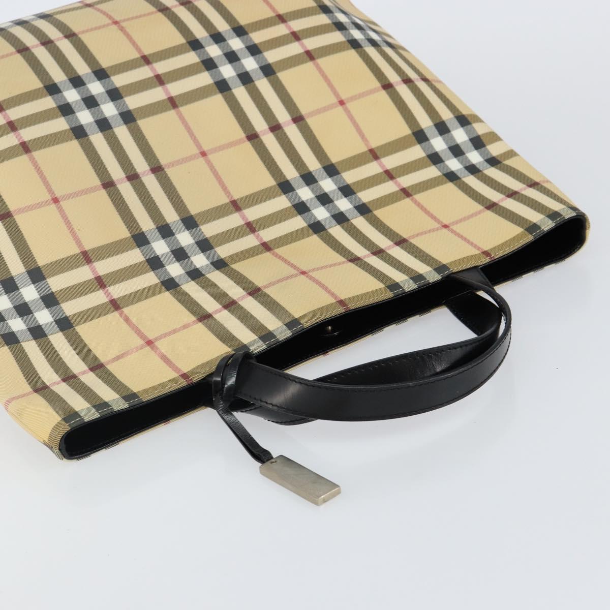 BURBERRY Nova Check Hand Bag PVC Beige Auth th6360