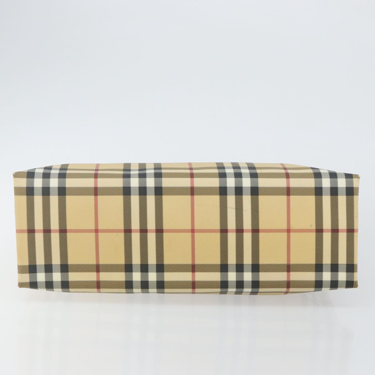 BURBERRY Nova Check Hand Bag PVC Beige Auth th6360