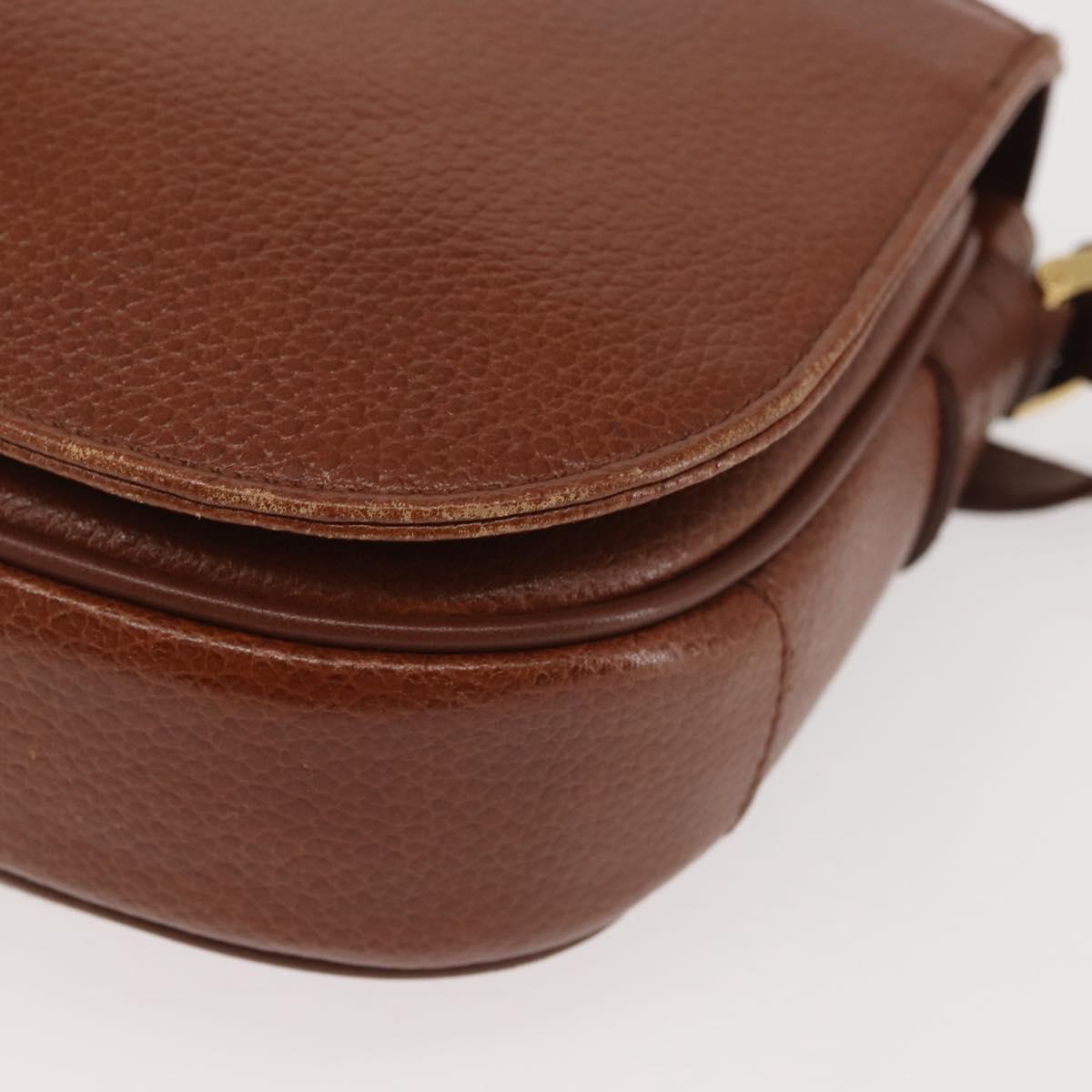 Burberrys Shoulder Bag Leather Brown Gold Auth th6364