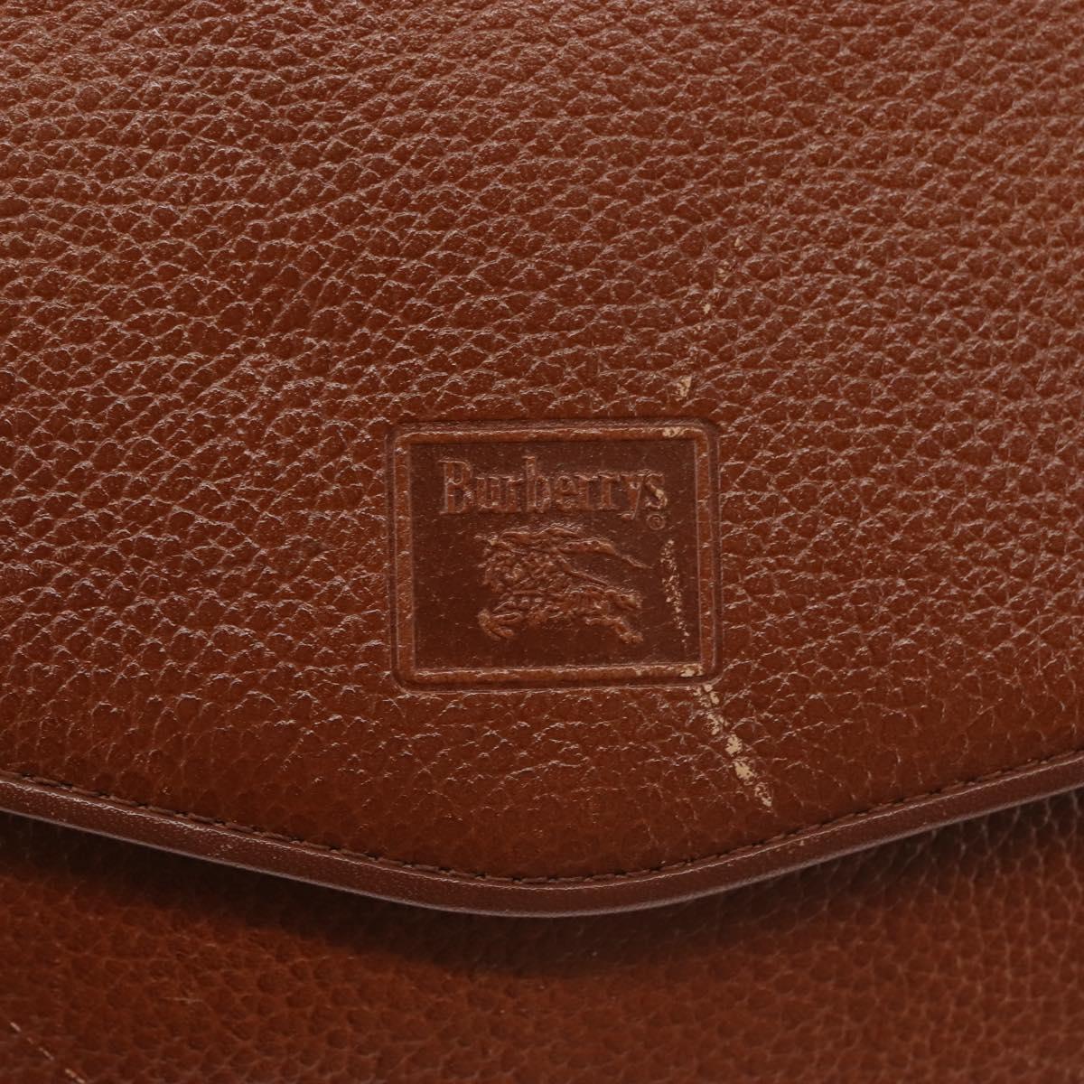 Burberrys Shoulder Bag Leather Brown Gold Auth th6364