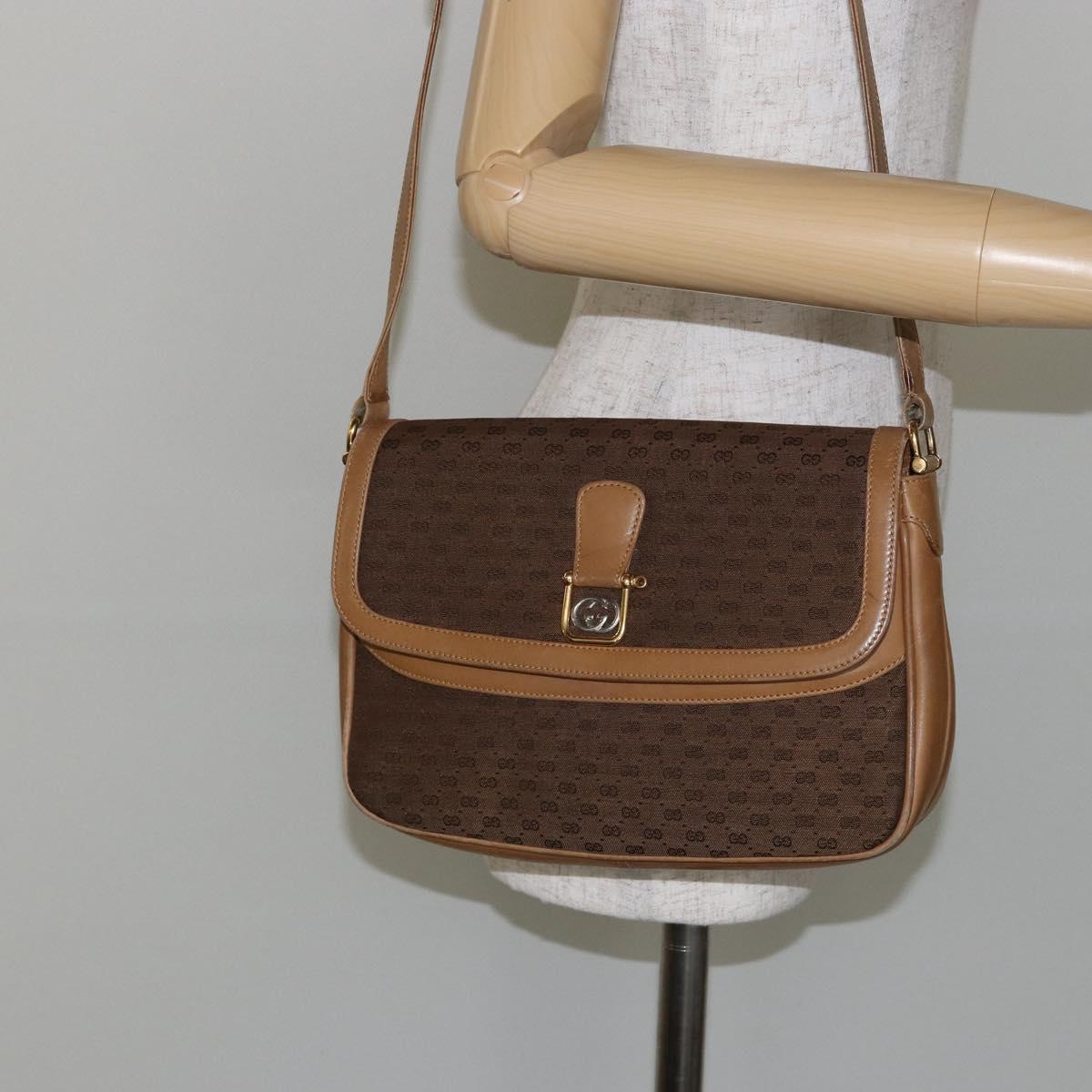 GUCCI Micro GG Canvas Shoulder Bag PVC Beige Gold 30 001 3627 Auth th6366