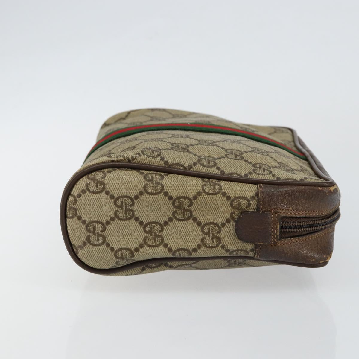 GUCCI GG Supreme Web Sherry Line Clutch Bag PVC Beige Red 75 01 012 Auth th6368