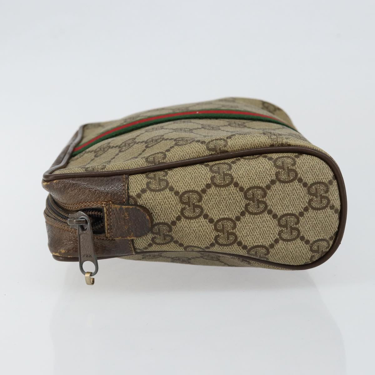 GUCCI GG Supreme Web Sherry Line Clutch Bag PVC Beige Red 75 01 012 Auth th6368