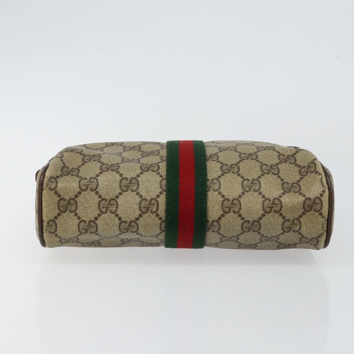 GUCCI GG Supreme Web Sherry Line Clutch Bag PVC Beige Red 75 01 012 Auth th6368