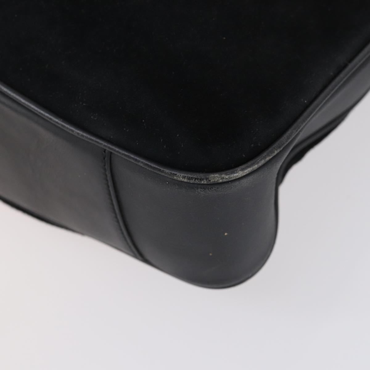 GUCCI Bamboo Hand Bag Suede Leather 2way Black Gold 001 3444 1638 Auth th6369