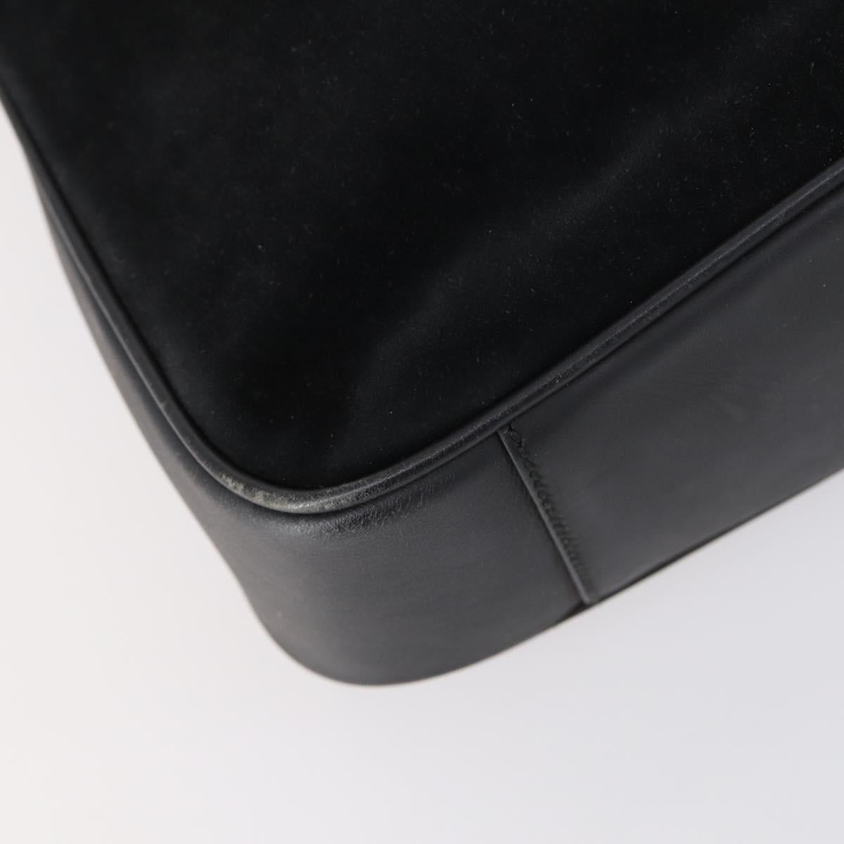 GUCCI Bamboo Hand Bag Suede Leather 2way Black Gold 001 3444 1638 Auth th6369