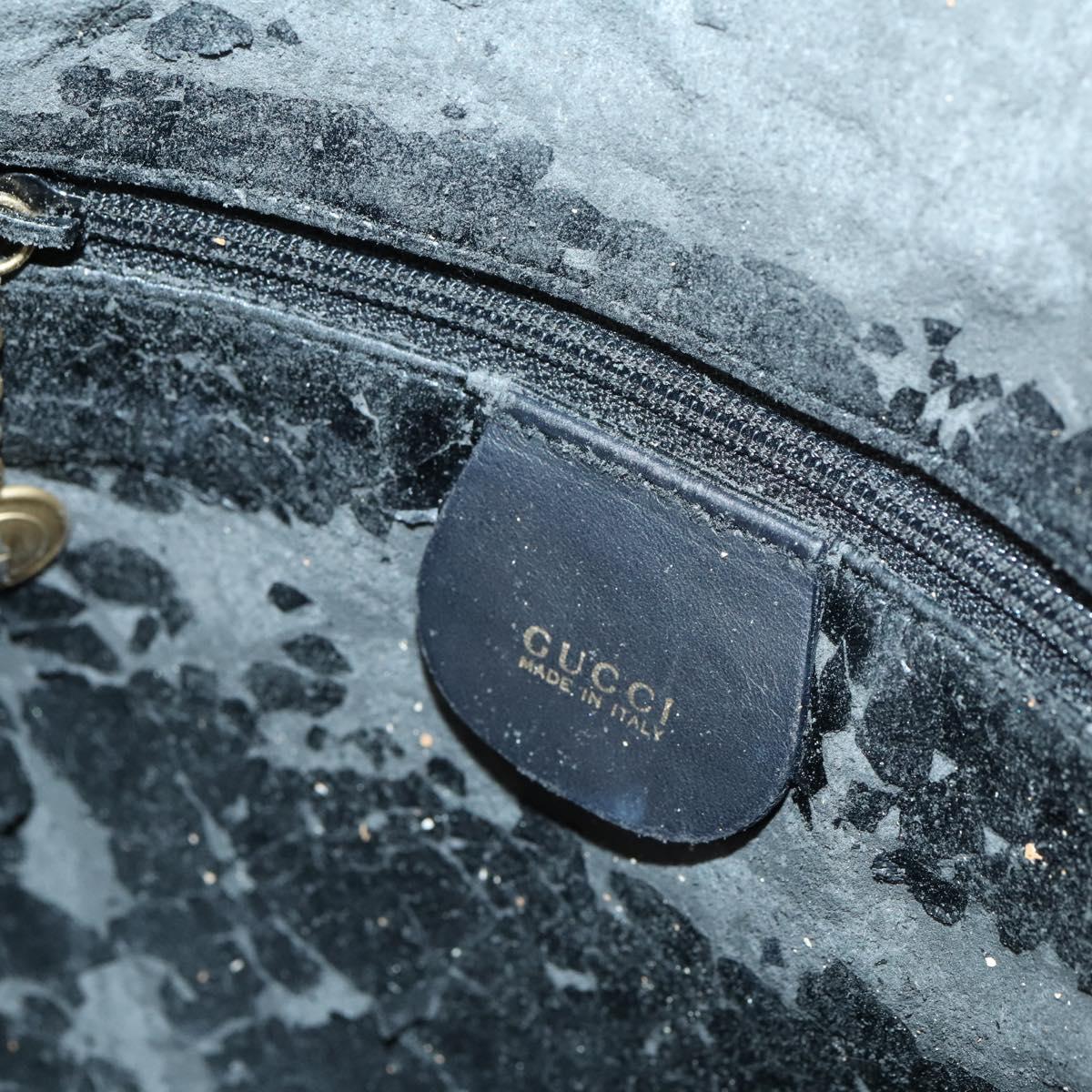 GUCCI Bamboo Hand Bag Suede Leather 2way Black Gold 001 3444 1638 Auth th6369