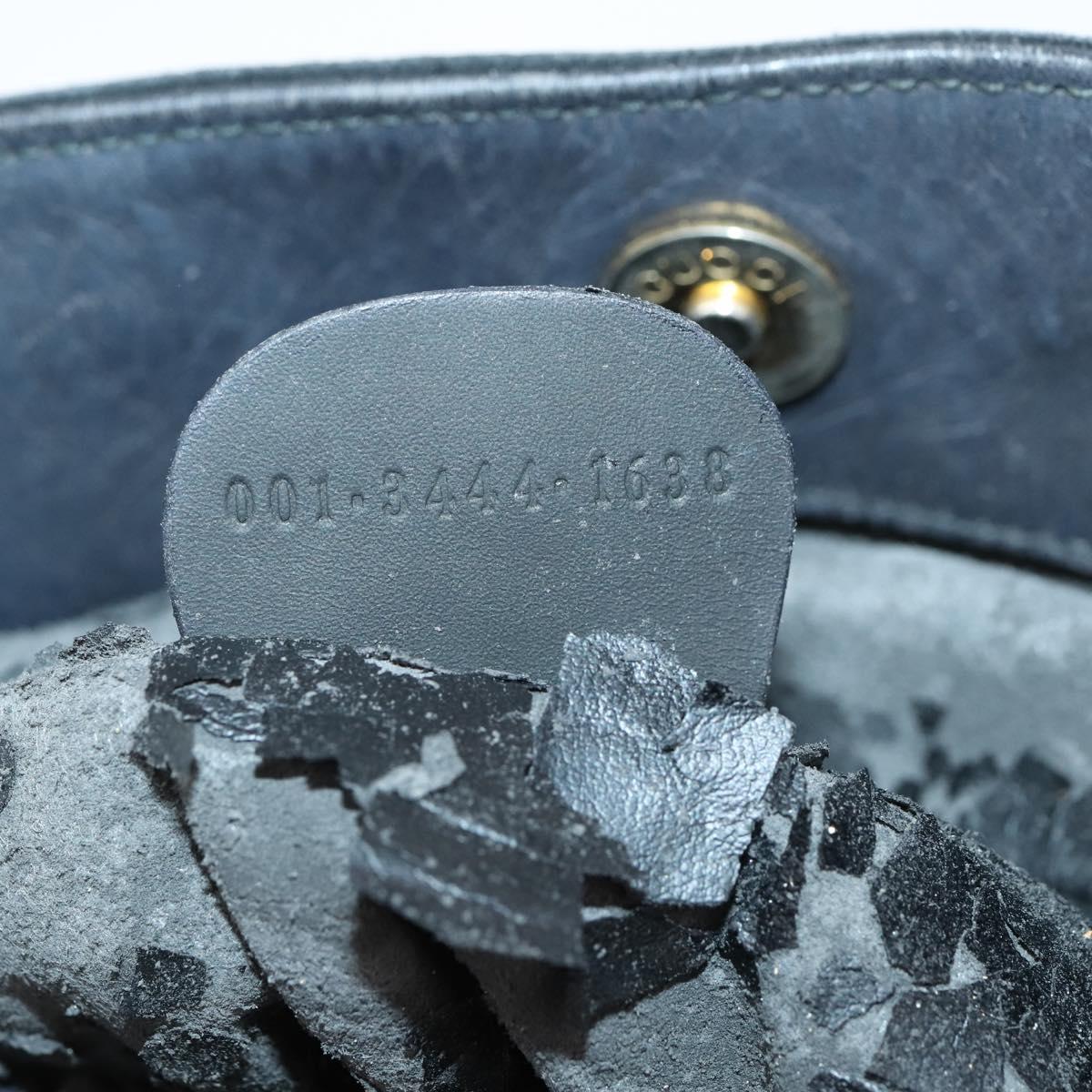 GUCCI Bamboo Hand Bag Suede Leather 2way Black Gold 001 3444 1638 Auth th6369