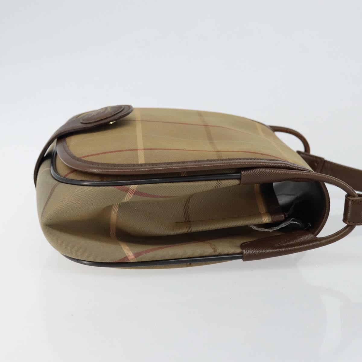 Burberrys Nova Check Shoulder Bag Canvas Beige Gold Auth th6370