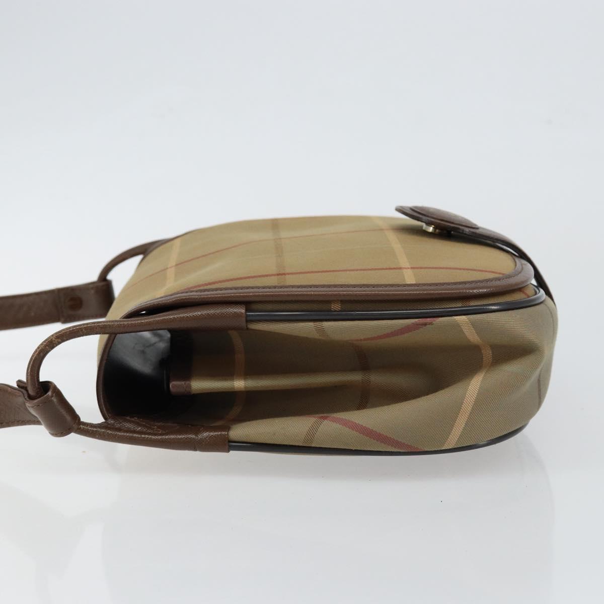 Burberrys Nova Check Shoulder Bag Canvas Beige Gold Auth th6370