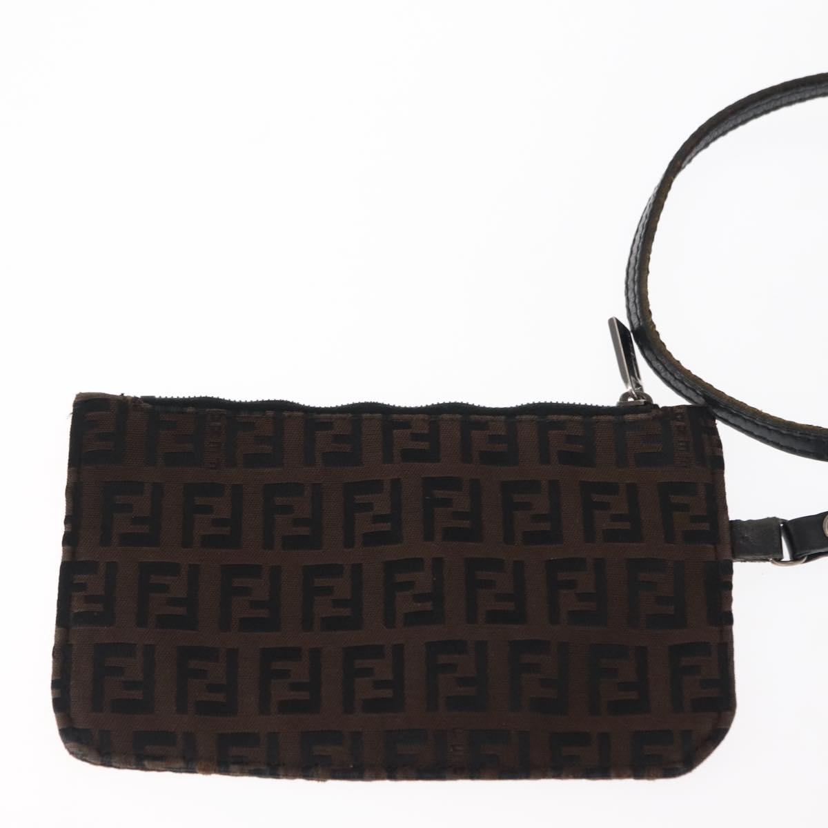 FENDI Zucchino Canvas Tote Bag Dark Brown Auth th6371