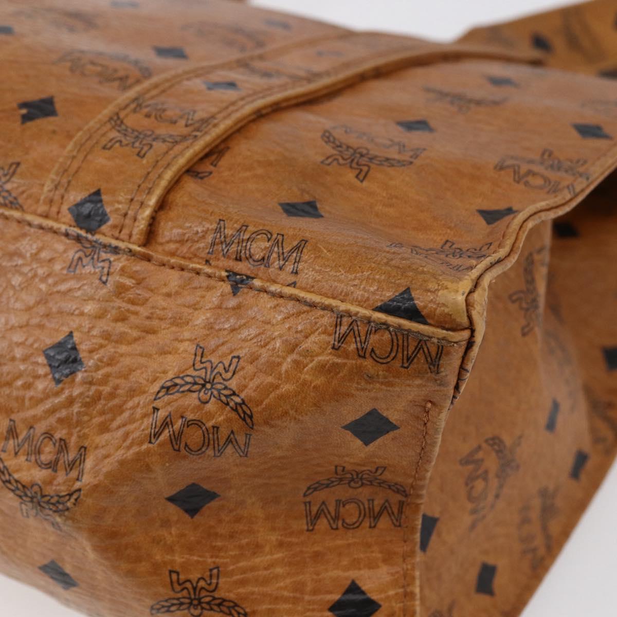 MCM Logogram Vicetos Tote Bag PVC Leather Brown Gold Auth th6372