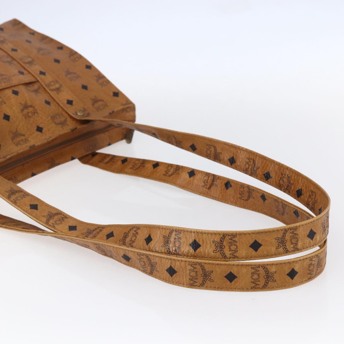 MCM Logogram Vicetos Tote Bag PVC Leather Brown Gold Auth th6372