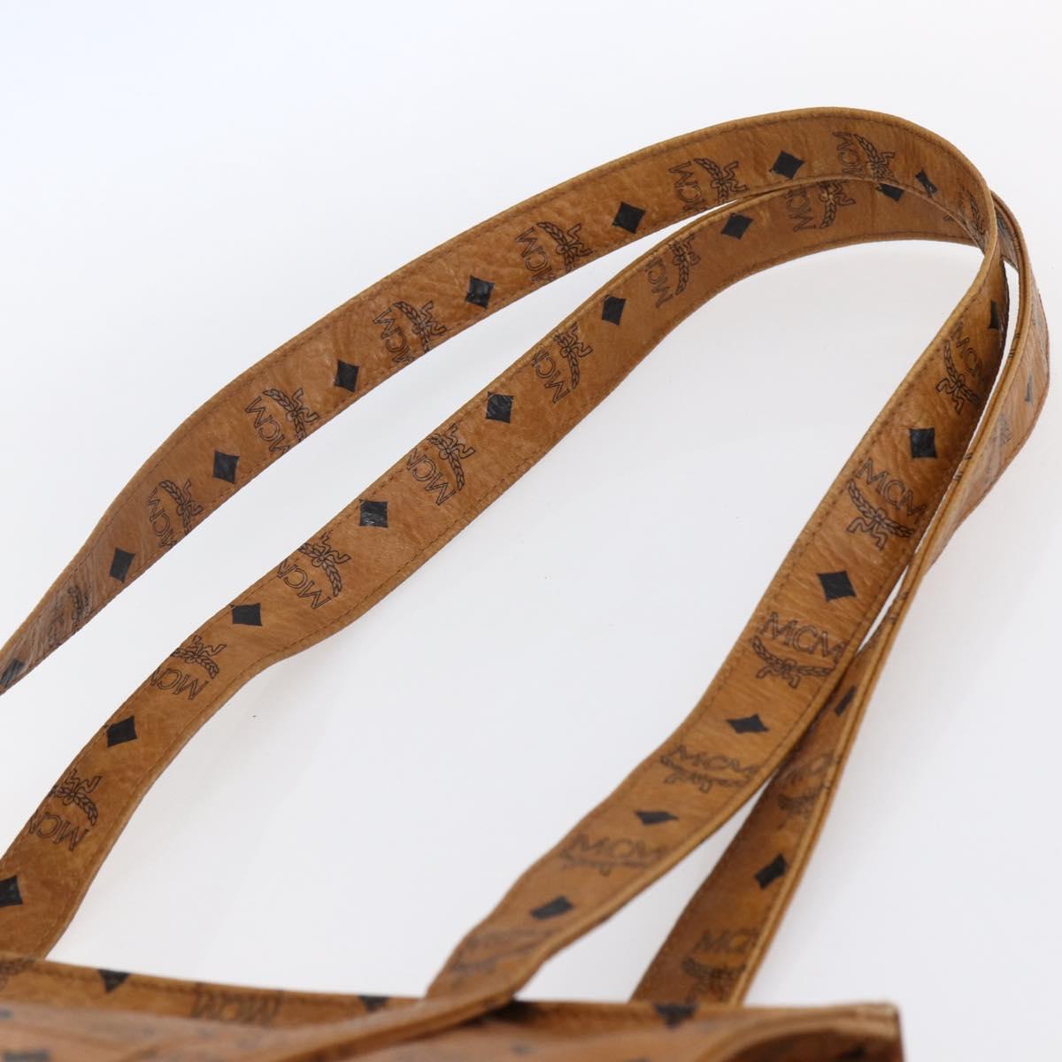 MCM Logogram Vicetos Tote Bag PVC Leather Brown Gold Auth th6372