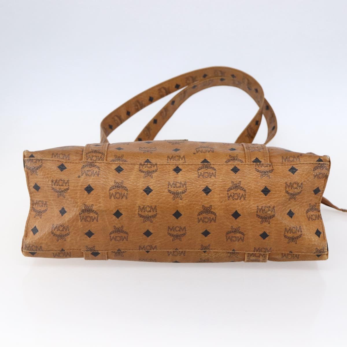 MCM Logogram Vicetos Tote Bag PVC Leather Brown Gold Auth th6372