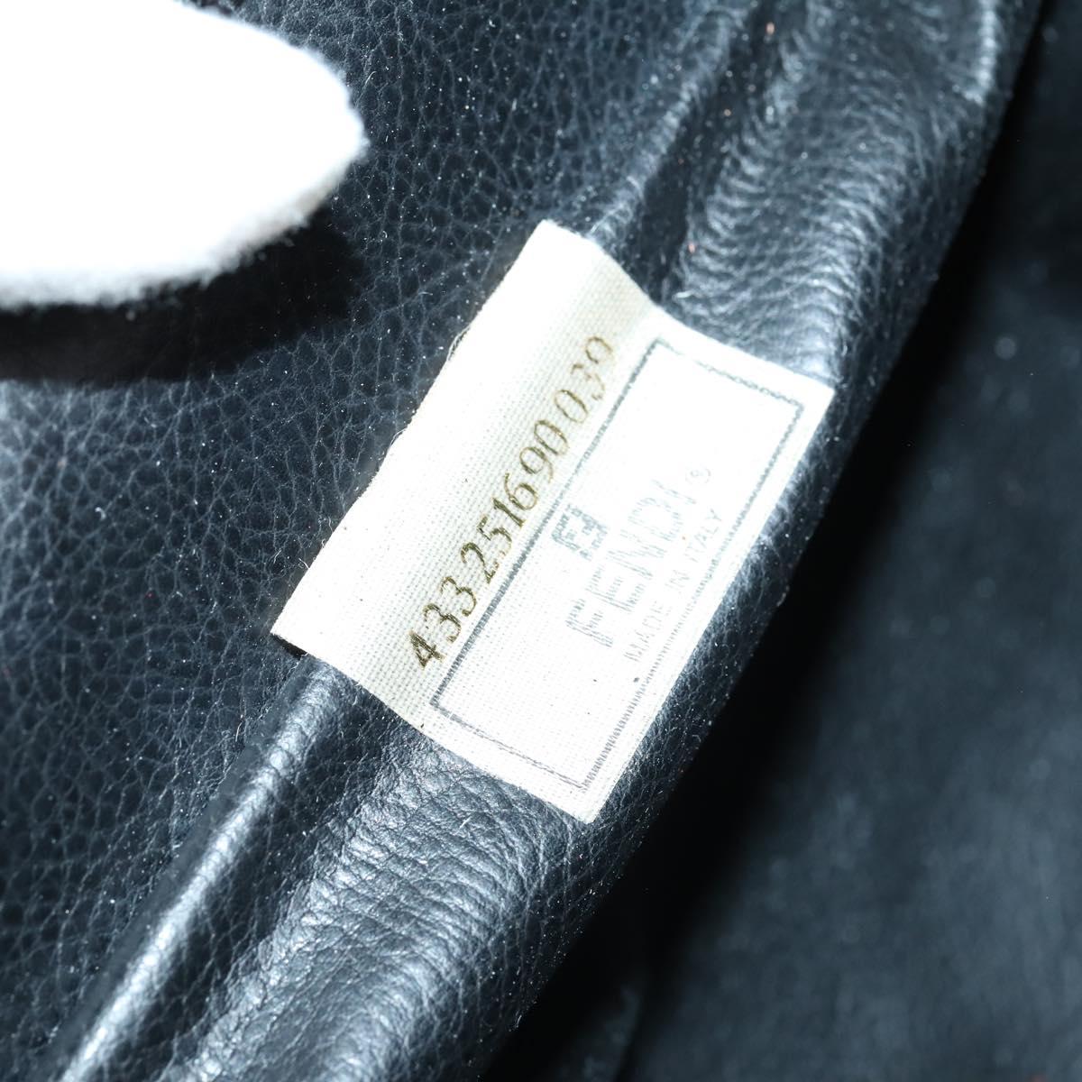 FENDI Pecan Canvas Hand Bag PVC 2way Black Brown Auth th6378