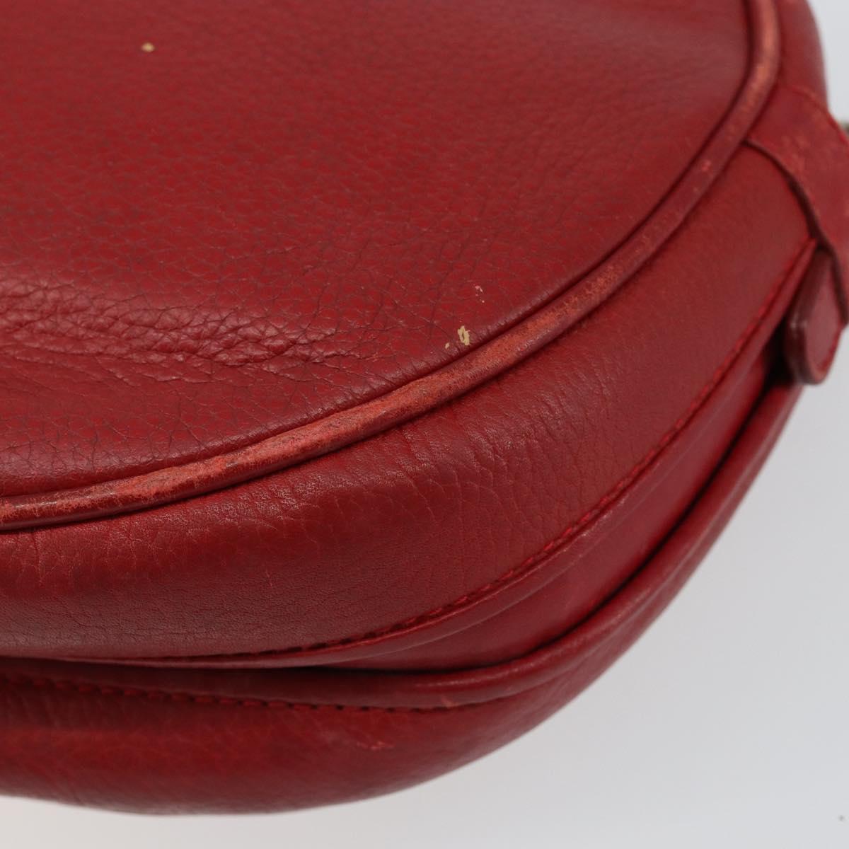 GUCCI Shoulder Bag Leather Red Gold Auth th6379