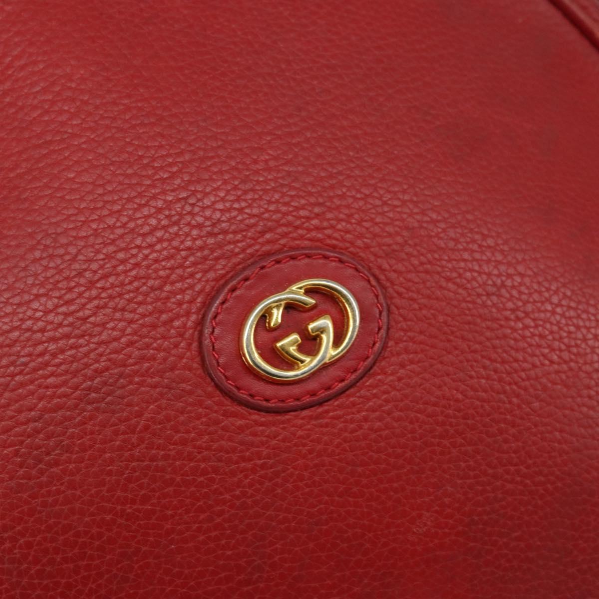GUCCI Shoulder Bag Leather Red Gold Auth th6379