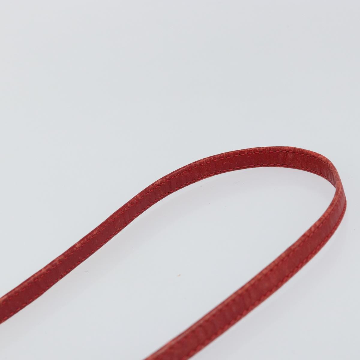 GUCCI Shoulder Bag Leather Red Gold Auth th6379