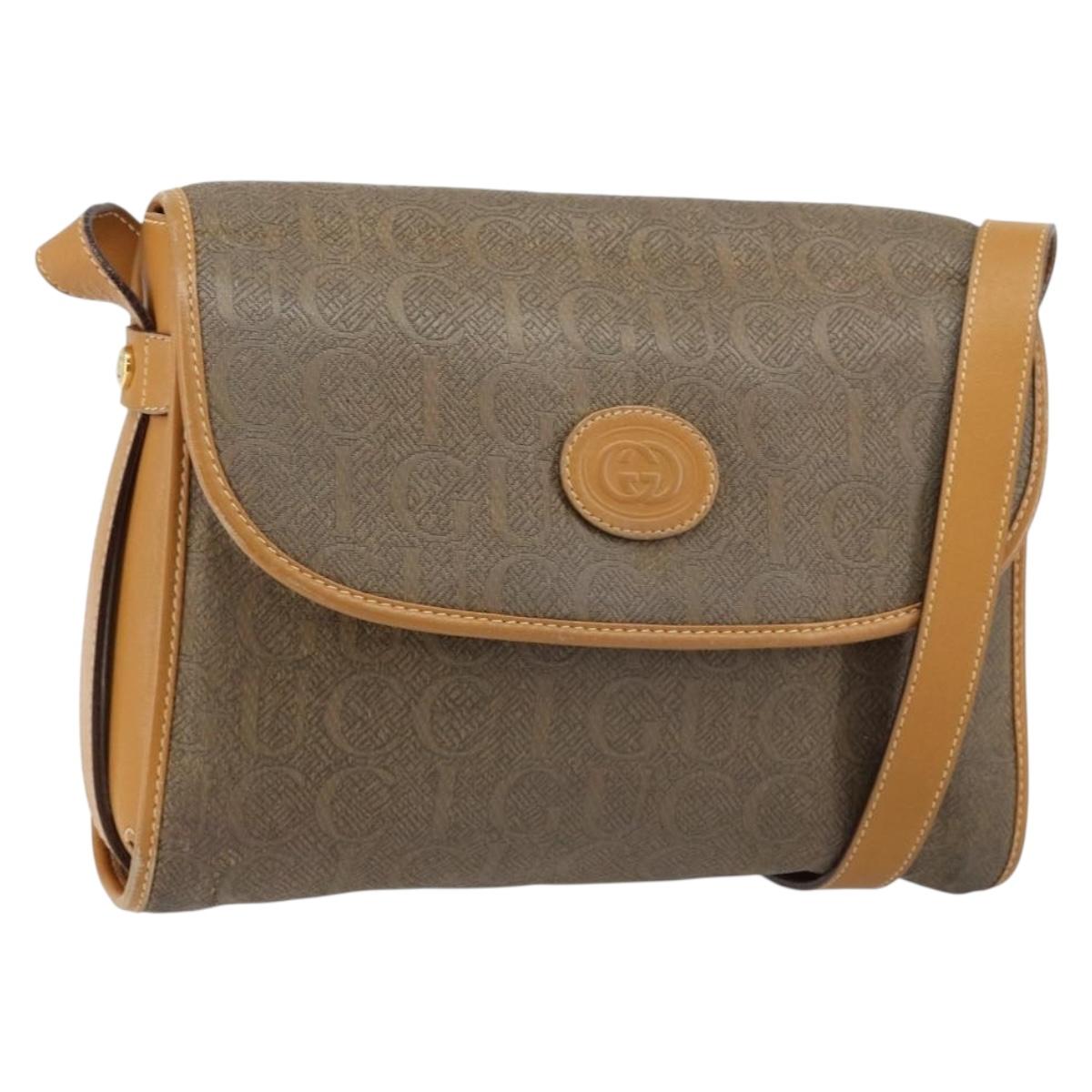GUCCI Shoulder Bag Canvas Leather Beige Gold 001 14 0712 Auth th6380