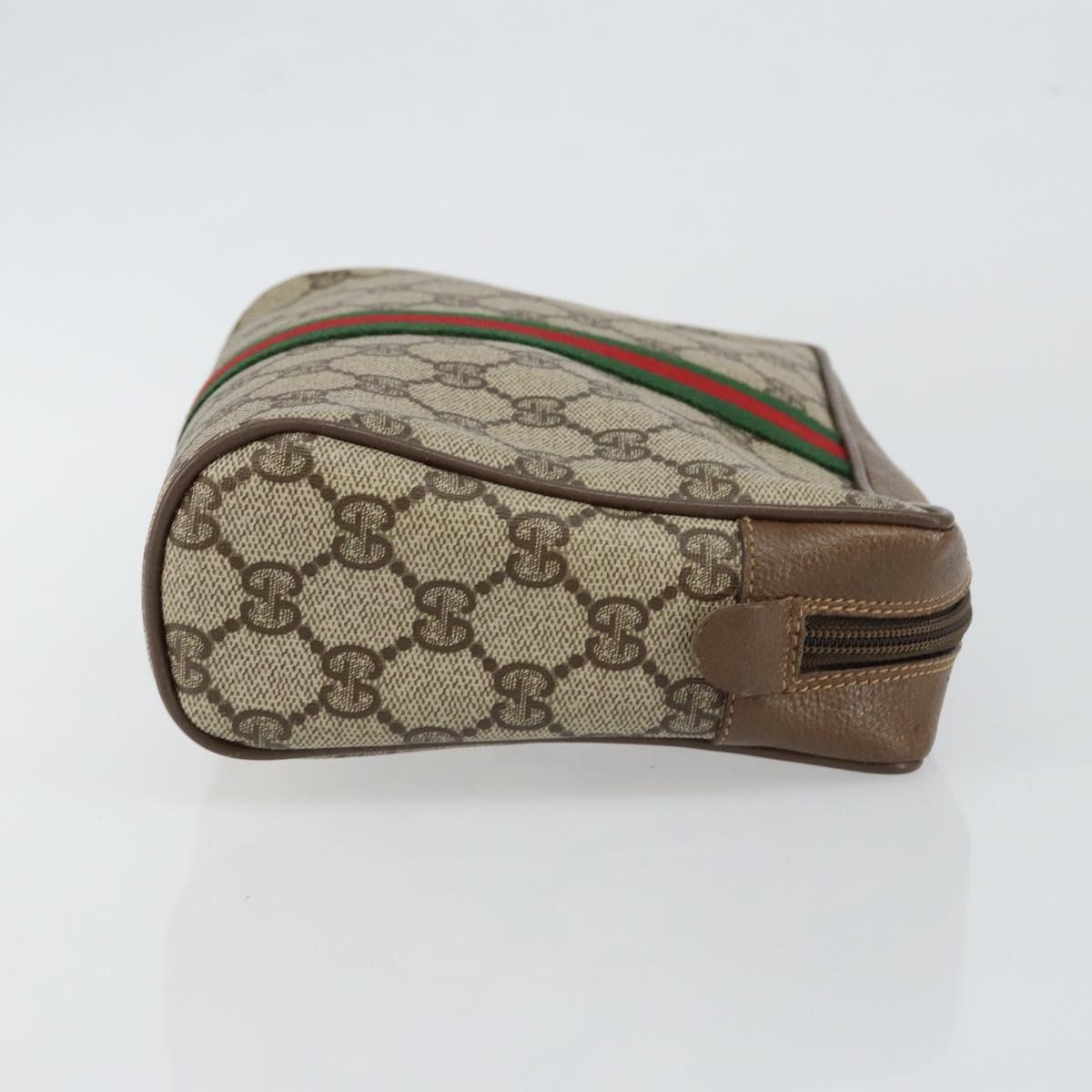 GUCCI GG Supreme Web Sherry Line Clutch Bag PVC Beige Red 89 01 012 Auth th6382