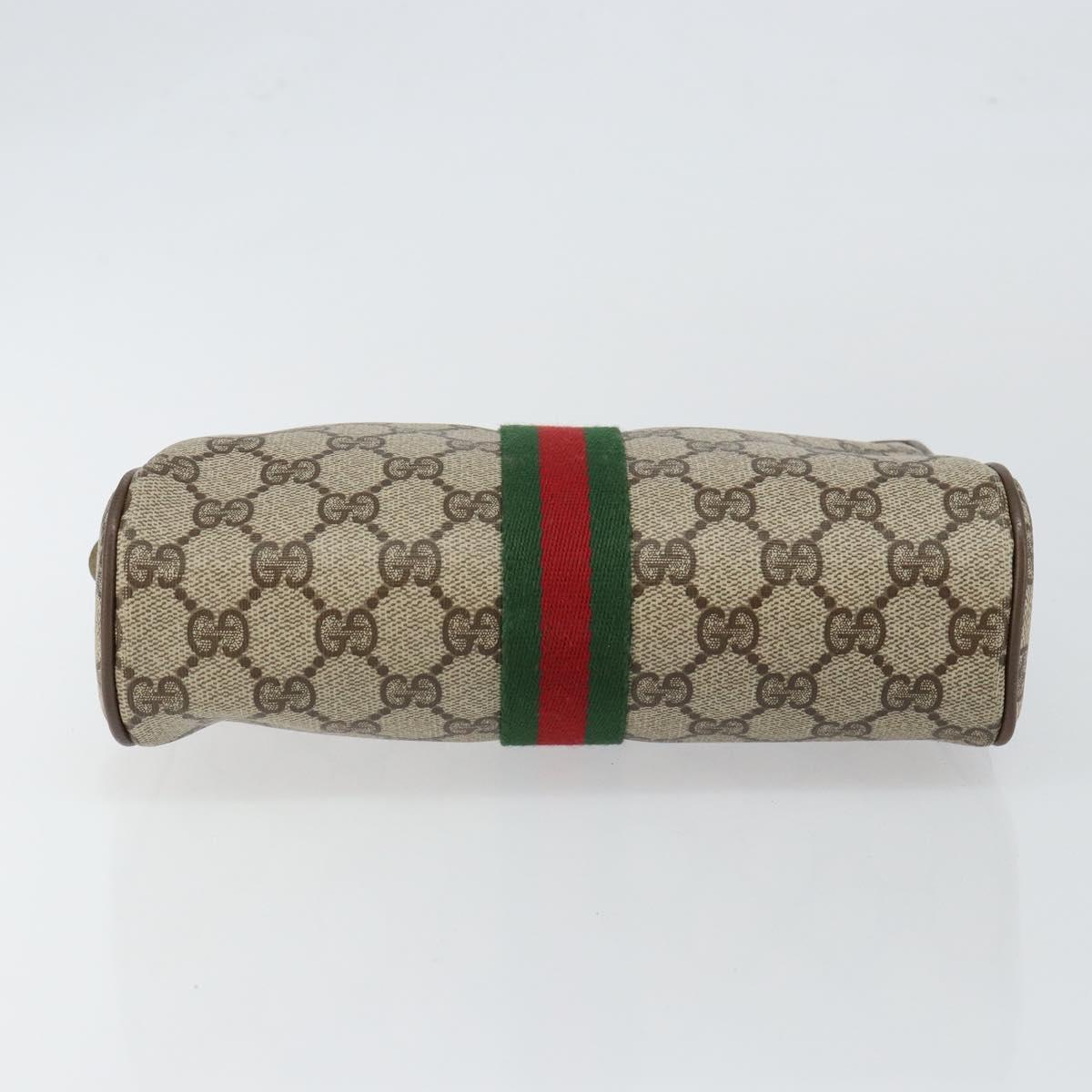 GUCCI GG Supreme Web Sherry Line Clutch Bag PVC Beige Red 89 01 012 Auth th6382