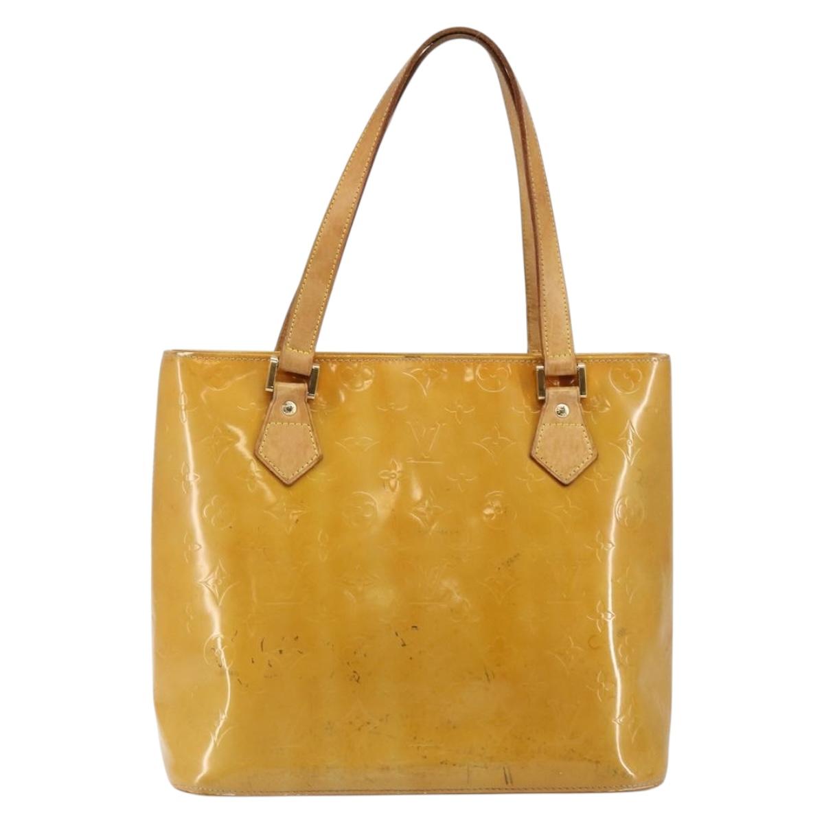 LOUIS VUITTON Monogram Vernis Houston Hand Bag Beige M91004 LV Auth th6384