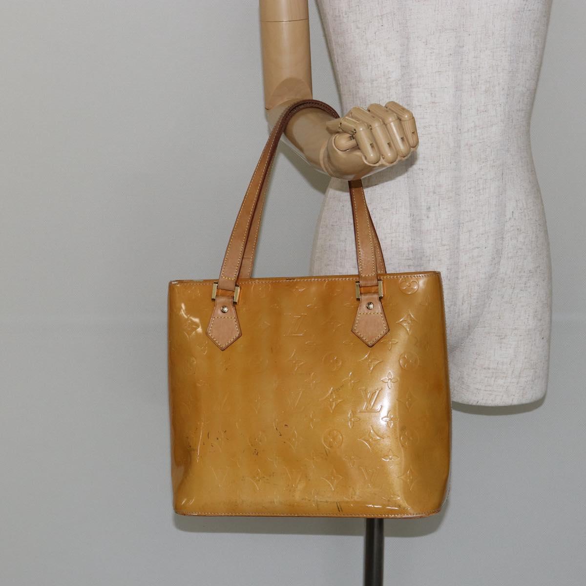 LOUIS VUITTON Monogram Vernis Houston Hand Bag Beige M91004 LV Auth th6384