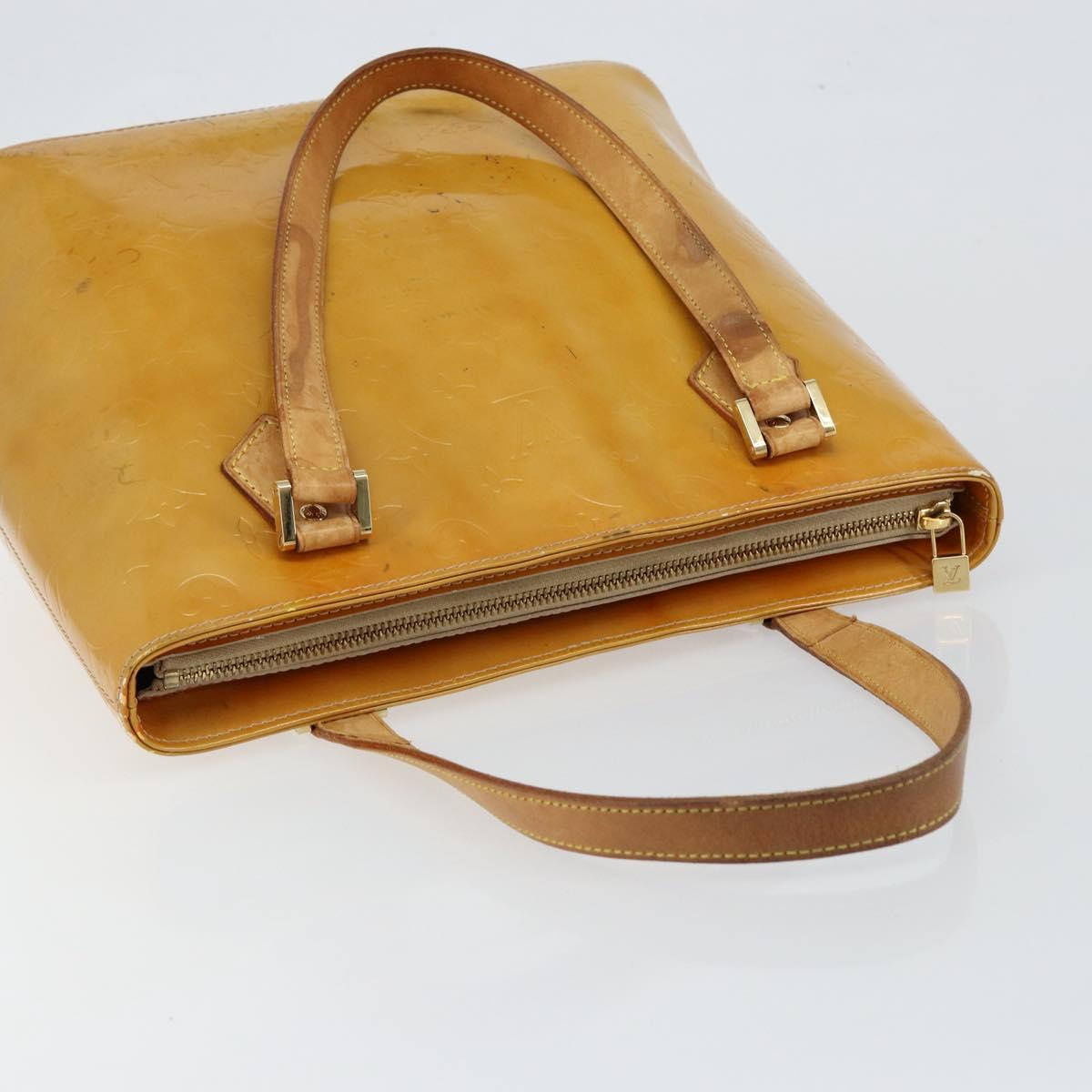 LOUIS VUITTON Monogram Vernis Houston Hand Bag Beige M91004 LV Auth th6384