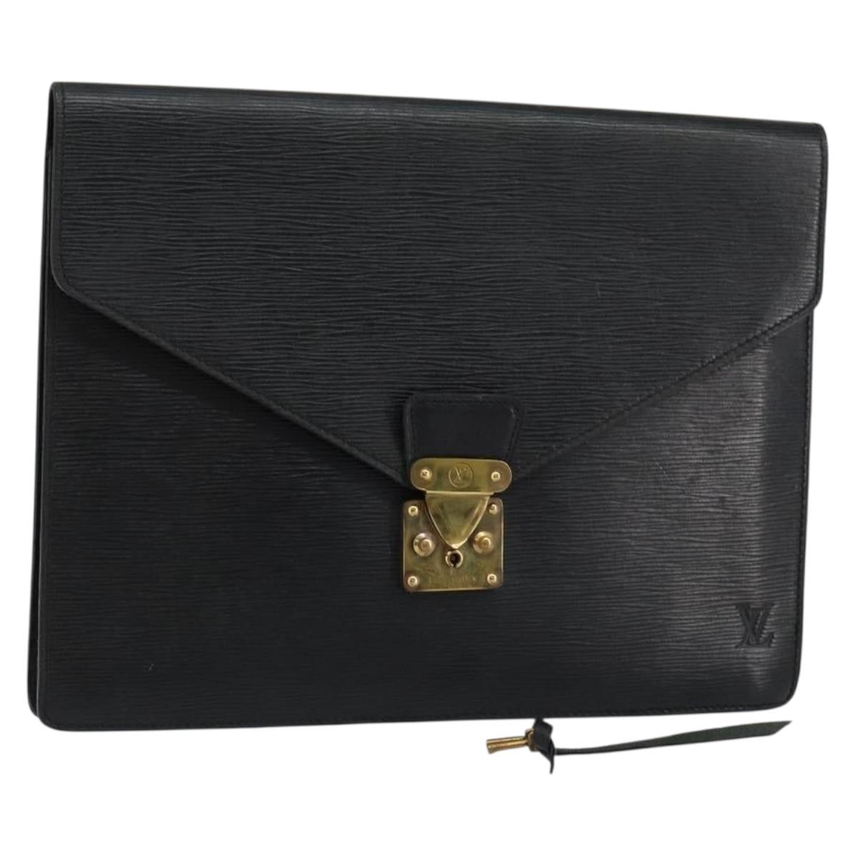 LOUIS VUITTON Epi Porte Documents Senateur Briefcase Black M54452 LV Auth th6385