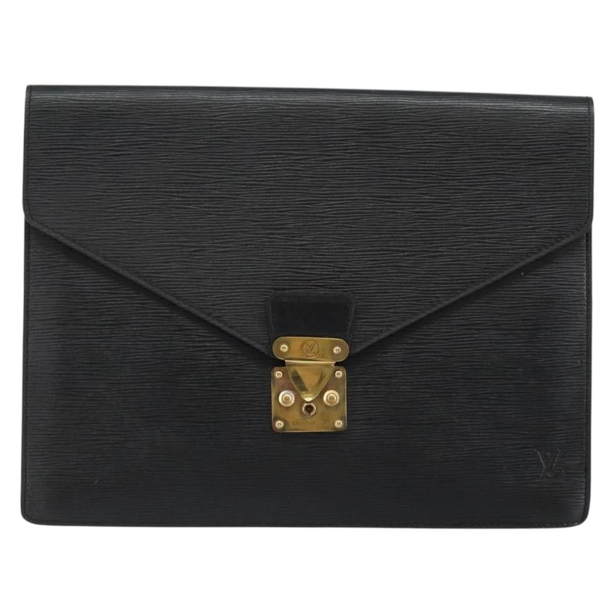 LOUIS VUITTON Epi Porte Documents Senateur Briefcase Black M54452 LV Auth th6385