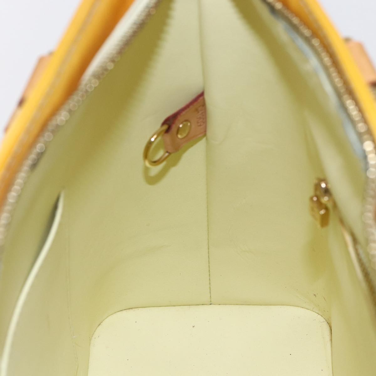 LOUIS VUITTON Monogram Vernis Houston Hand Bag Lime Yellow M91055 LV Auth th6398