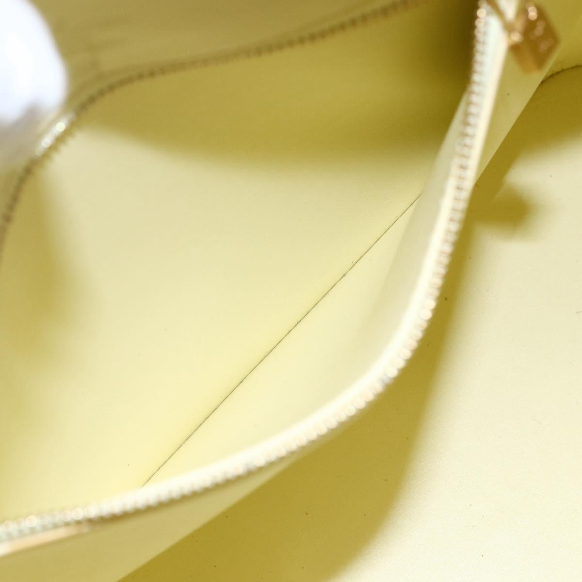 LOUIS VUITTON Monogram Vernis Houston Hand Bag Lime Yellow M91055 LV Auth th6398