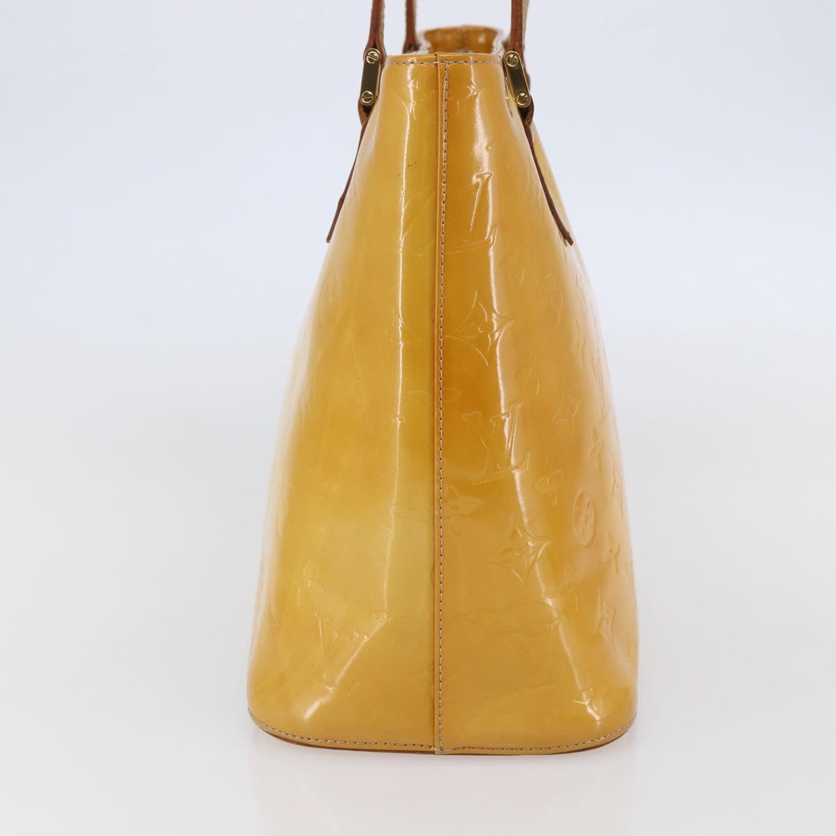 LOUIS VUITTON Monogram Vernis Houston Hand Bag Lime Yellow M91055 LV Auth th6398