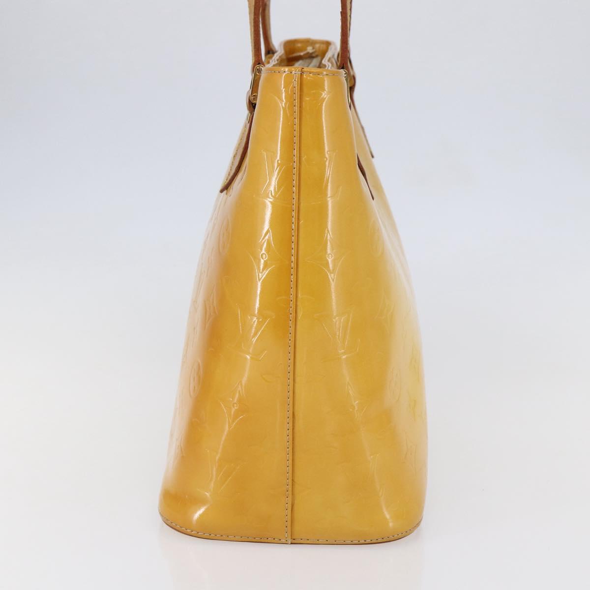 LOUIS VUITTON Monogram Vernis Houston Hand Bag Lime Yellow M91055 LV Auth th6398